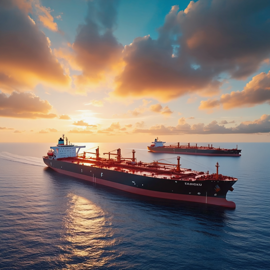 Tanker vessels at sea